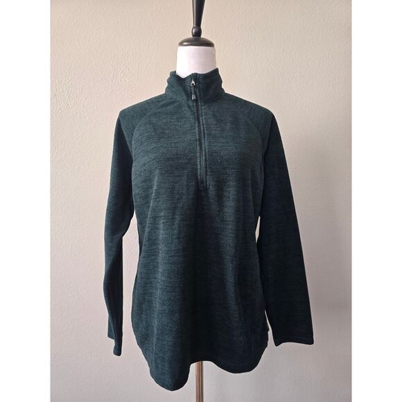 Eddie Bauer Women’s 1/4 Zip Fleece Pullover Green Large Cozy Outdoor Gorpcore - Picture 2 of 9